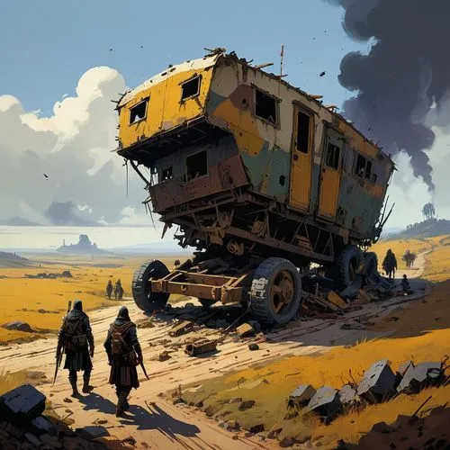 postapocalyptic,overland,nomad,digital nomads,Conceptual Art,Sci-Fi,Sci-Fi 01