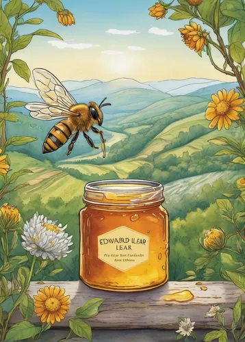 Create a heartwarming story set in a peaceful honey farm, highlighting the healing power of nature after a traumatic event.,honey jar,honey products,honey jars,honey bee home,beekeeping,beekeepers,flo