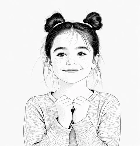 女生，线稿，线条艺术，简洁的线条，简约主义，粗线条,a young asian girl, in black and white,xiaoxi,zhiyuan,sharlene,xiuqiong,girl on a white background,baoyin,Design Sketch,Design Sketch,Detailed Outline