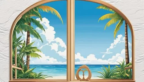 window with sea view,window,art deco background,art deco frame,window with shutters,cuba background,tropical house,ventana,beach background,palm branches,summer background,beach hut,church window,oceanview,ventanas,background vector,french windows,tropicale,seaside resort,window front,Unique,Design,Sticker