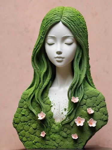 porcelain rose,girl in flowers,woman sculpture,jasmine blossom,garden sculpture,girl in a wreath,clay doll,decorative figure,flora,girl in the garden,jade flower,maiden anemone,garden decoration,garden decor,mint blossom,garden statues,japanese garden ornament,sculpt,terracotta flower pot,dahlia white-green,Unique,3D,Isometric