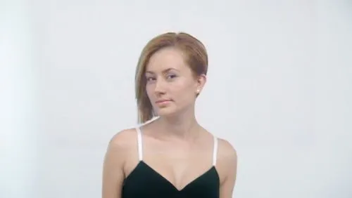 color black,a beautiful young woman brushing her teeth while wearing a black top,mirifica,girl on a white background,female model,rotoscoping,necklines,neckline