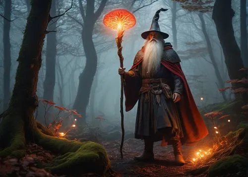 wizard,the wizard,fantasy picture,sorcerer,radagast,gandalf,sorceror,druidic,rincewind,fantasy art,raistlin,conjurer,enchanter,herennius,spellcasting,asatru,irminsul,witchfire,magidsohn,witchdoctor,Illustration,Retro,Retro 23