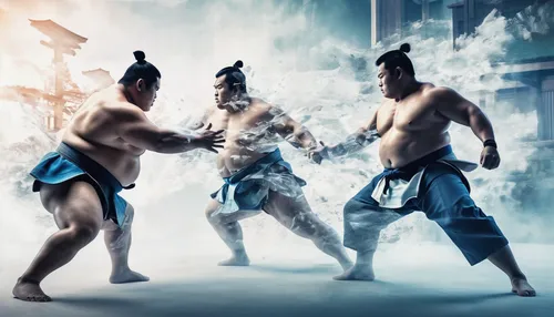 Imagine a fierce sumo wrestler facing off against a skilled martial artist in a thrilling showdown.,lethwei,chess boxing,japanese martial arts,bruges fighters,mongolian wrestling,muay thai,striking co