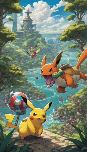 surface lure,pokemon,pokémon,cg artwork,pixaba,starters,koi pond,game illustration,island residents,encounter,playmat,digital painting,pikachu,pika,lures and buy new desktop,underwater background,world digital painting,白斩鸡,a3 poster,rock fishing,Illustration,Realistic Fantasy,Realistic Fantasy 44