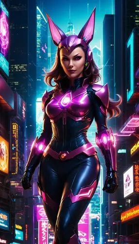 catwoman,scarlet witch,lopushok,xmen,nova,cyberpunk,she-cat,huntress,cat vector,superhero background,cartoon cat,cg artwork,pink cat,fantasia,fran,x-men,la violetta,magenta,symetra,x men,Conceptual Art,Sci-Fi,Sci-Fi 26