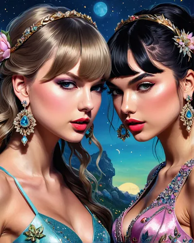 princesses,fantasy art,vintage fairies,fantasy picture,beautiful photo girls,pretty girls,pretty women,princess' earring,earrings,beauty icons,jeweled,cosmetics,horoscope libra,vintage girls,3d fantasy,enchanting,women's cosmetics,fashion vector,fairytales,hair accessories,Illustration,Realistic Fantasy,Realistic Fantasy 05