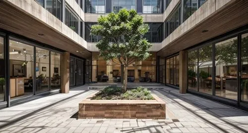 tree in a courtyard of a co working office space , ,garden design sydney,corten steel,landscape design sydney,multistoreyed,landscape designers sydney,californian white oak,courtyard,botanical square 