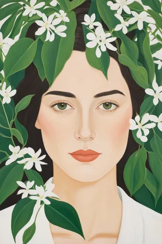 cape jasmine,star jasmine,jasmine blossom,a beautiful jasmine,star magnolia,farmer's jasmine,wild jasmine,magnolia,gardenia,jasmin-solanum,mock orange,brazilian jasmine,white jasmine,jasmine flower,white magnolia,flower jasmine,girl in a wreath,night-blooming jasmine,jasmine flowers,magnolias,Conceptual Art,Oil color,Oil Color 13