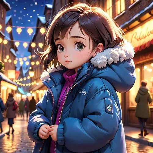 winter background,kumiko,mirai,winter clothes,nanako,christmas snowy background,Anime,Anime,Cartoon