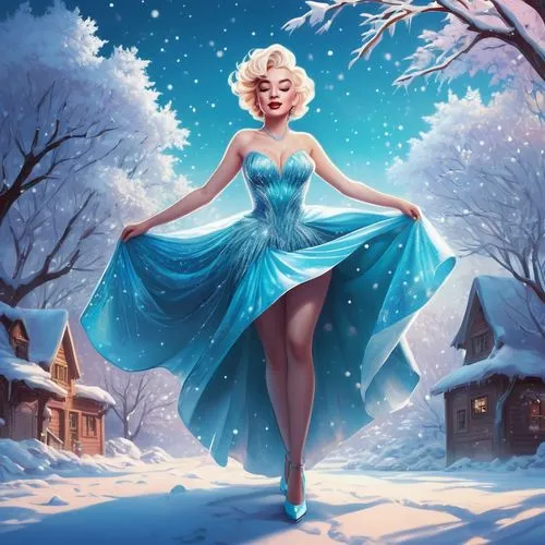 elsa,the snow queen,christmas pin up girl,winterblueher,pin up christmas girl,winter dress,Conceptual Art,Fantasy,Fantasy 21