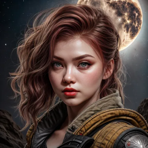 green eyes , red  hair , pale skin, red lips,fantasy portrait,world digital painting,sci fiction illustration,portrait background,cg artwork,lunar,luna,jaya,fantasy art,edit icon,digital painting,game