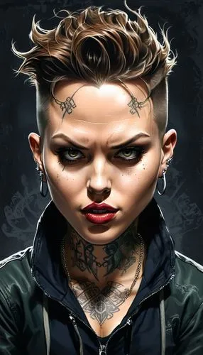 punk,punk design,world digital painting,tattoo girl,digital painting,mohawk hairstyle,soundcloud icon,john doe,custom portrait,portrait background,rockabella,spotify icon,monoline art,rapper,vector illustration,gothic portrait,digital art,hardy,edit icon,download icon,Illustration,Abstract Fantasy,Abstract Fantasy 23