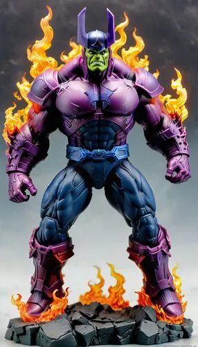 Action figure, Hulk and Galactus,a toy that is on display with flames,mongul,darkseid,skrull,annihilus,apokolips,surtur,Unique,3D,Garage Kits