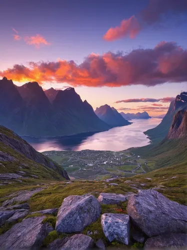 Sunset at Tungeneset, view towards Ersfjord, Senja, Northern Norway,northern norway,lofoten,nordland,norway island,norway,norway coast,scandinavia,glencoe,northen light,norway nok,faroe islands,easter