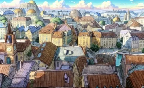 medieval town,reims,metz,muenster,hamelin,colmar city,fairy tail,bremen,hanseatic city,townscape,aurora village,delft,skyscraper town,de ville,view of the city,lyon,escher village,french digital background,bamberg,roumbaler