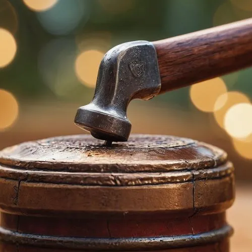 hammer macro shot,a hammer and nail on a small wooden table,gavel,lawmaking,litigating,scales of justice,judiciaire,drum mallet,Photography,General,Commercial