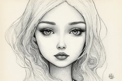 pencil drawings,pencil and paper,graphite,girl portrait,pencil drawing,girl drawing,mystical portrait of a girl,fantasy portrait,ballpoint pen,vintage drawing,girl in a long,charcoal pencil,pencil art,ball point,portrait of a girl,white lady,ballpoint,pen drawing,hand-drawn illustration,face portrait,Illustration,Abstract Fantasy,Abstract Fantasy 09