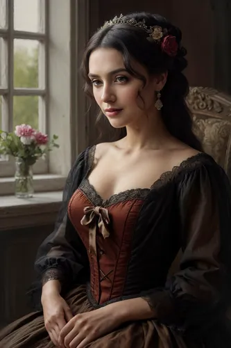 victorian lady,romantic portrait,girl in a historic way,a charming woman,gothic portrait,jane austen,fantasy portrait,queen anne,portrait of a girl,bodice,portrait of a woman,vintage female portrait,queen of hearts,young woman,isabella,tudor,old elisabeth,angelica,elizabeth nesbit,victorian style