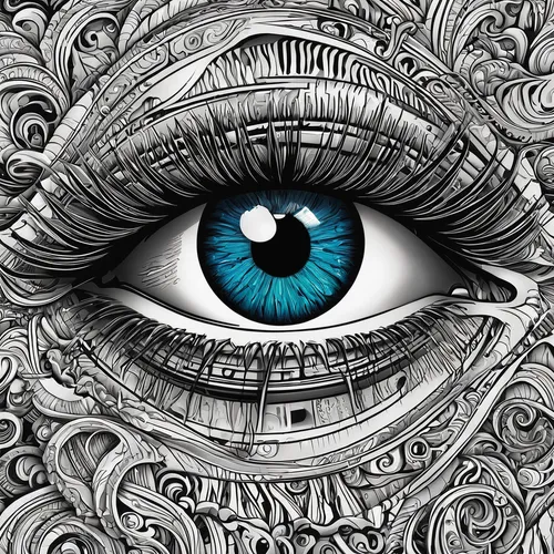 eyes line art,cosmic eye,eye ball,all seeing eye,third eye,peacock eye,women's eyes,abstract eye,eye,eyeball,eye scan,the blue eye,evil eye,pupil,robot eye,hypnotized,blue eye,ojos azules,psychedelic art,biomechanical,Illustration,American Style,American Style 01