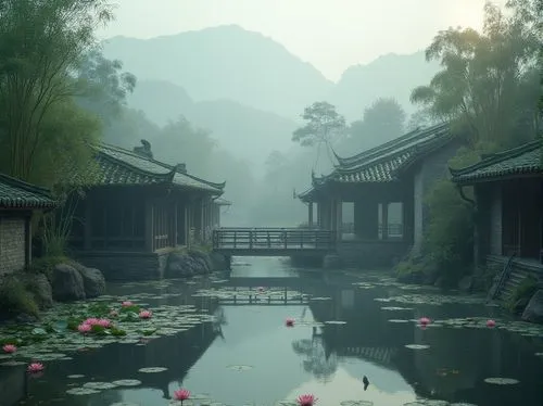 lotus pond,wuyuan,shaoming,water lotus,qingcheng,asian architecture,suzhou,haiyuan,wudang,lotus on pond,qibao,lily pond,yonghao,yiping,yunnan,sizhao,lotus flowers,oriental,yanzhao,qingming,Photography,General,Realistic