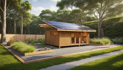 greenhut,electrohome,wooden sauna,grass roof,garden design sydney,small cabin,solar panel,smart home,solar panels,japanese zen garden,solar batteries,ecotech,landscape design sydney,solar battery,small house,kurimoto,solar photovoltaic,wooden house,solar power,wooden hut,Conceptual Art,Sci-Fi,Sci-Fi 18