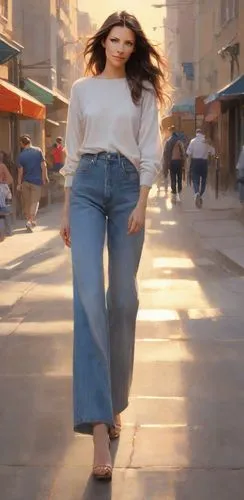 anfisa,marrakech,strut,high waist jeans,rotoscoping,woman walking,girl walking away,souks,high jeans,struttin,jeans background,erbil,young model istanbul,bbw,sidewalks,rotoscope,strutting,ashrafieh,lebanese,i walk,Digital Art,Impressionism