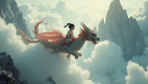 flying girl,fantasy picture,fairies aloft,pegasus,pegasi,fall from the clouds