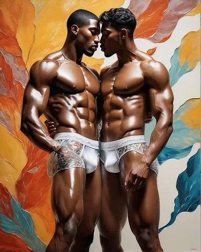 black couple,bodybuilders,orishas,hardbodies,glbt,homography,Art,Artistic Painting,Artistic Painting 22