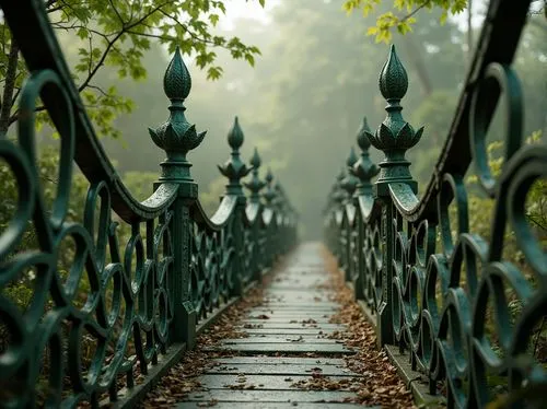 walkway,railings,ironwork,iron gate,pathway,wooden bridge,chain bridge,wooden path,wrought iron,fence gate,footbridge,tree lined path,garden fence,walkways,scenic bridge,hanging bridge,forest path,bridge,walk in a park,rungs