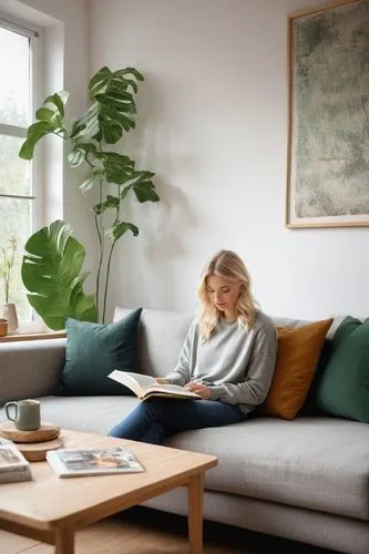 blonde woman reading a newspaper,blonde sits and reads the newspaper,scandinavian style,danish furniture,woman drinking coffee,eero,the living room of a photographer,vitra,ekornes,couchsurfing,risberg,airbnb icon,sofa,smart home,hygge,homeadvisor,shared apartment,girl studying,ikebana,home interior,Illustration,Abstract Fantasy,Abstract Fantasy 07