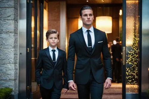 doormen,dad and son outside,concierges,suits,tuxedos,beckhams,Photography,General,Cinematic