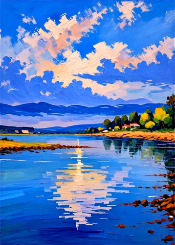 river landscape,coastal landscape,beach landscape,blue painting,sea landscape,landscape background,lake santa fe,painting technique,waterscape,evening lake,river cooter,oil painting on canvas,blue waters,oil painting,landscape with sea,seascape,panoramic landscape,lake neuchâtel,water scape,river view,Conceptual Art,Oil color,Oil Color 10