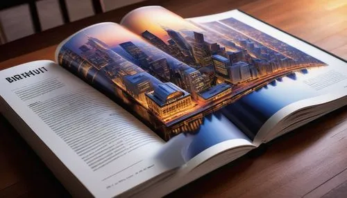 Architectural record magazine, open book, detailed pages, realistic renderings, modern skyscrapers, luxurious villas, residential buildings, urban planning, cityscapes, blueprints, technical drawings,