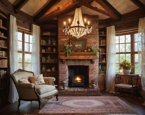 fire place,fireplace,inglenook,fireplaces,reading room,bookcases,sitting room,coziness,bookshelves,family room,cozier,coziest,great room,warm and cozy,wooden beams,country cottage,living room,livingroom,nook,home interior,Illustration,Abstract Fantasy,Abstract Fantasy 17