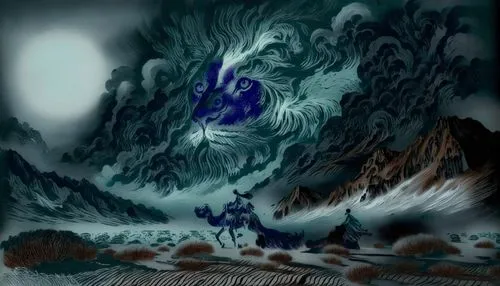 susanoo,blue cave,the great wave off kanagawa,yashima,alfheim,icewind,Illustration,Paper based,Paper Based 30