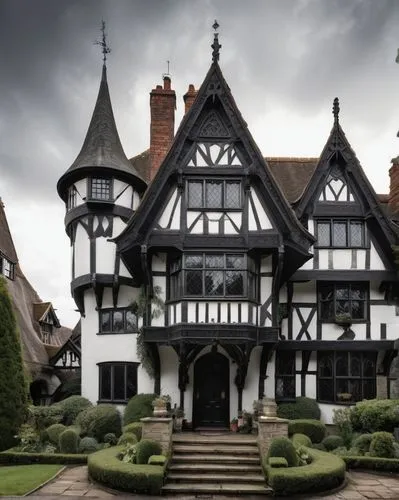 agecroft,wightwick,elizabethan manor house,gregynog,cecilienhof,witch's house,rufford,witch house,timbered,tylney,gawsworth,knight house,half timbered,staffordshire,dumanoir,timber framed building,wroxall,selborne,crooked house,wriothesley,Illustration,Black and White,Black and White 11