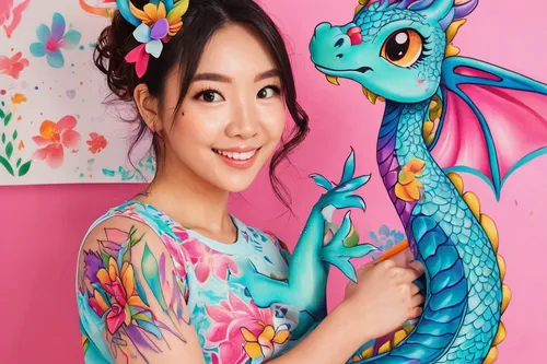 dragon li,painted dragon,chinese water dragon,chinese dragon,dragon design,dragon,azerbaijan azn,dragon boat,phuquy,japanese kawaii,charizard,白斩鸡,mermaid background,oriental girl,xiaochi,shanghai disney,mulan,teal blue asia,body painting,unicorn art,Illustration,Japanese style,Japanese Style 01