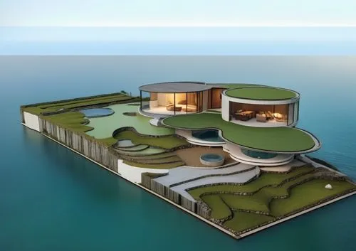 seasteading,floating islands,floating huts,floating island,cube stilt houses,houseboat,Photography,General,Realistic