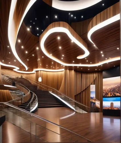 opera hall, add hegzagon scene in the middle, add some people, interior design is wood, artificial lighting,  hegzagon scene, ,concert hall,auditorio,sydney opera,philharmonie,auditoriums,sydney opera