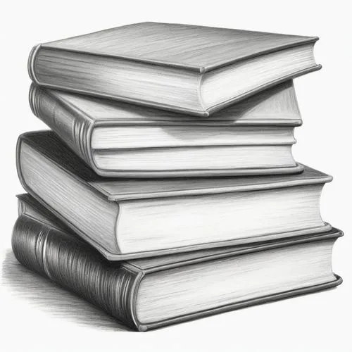 A grayscale pencil drawing of a stack of brand new children's books. no background. ,publish a book online,book bindings,publish e-book online,casebooks,codebooks,sourcebooks,book pages,logbooks,gloss