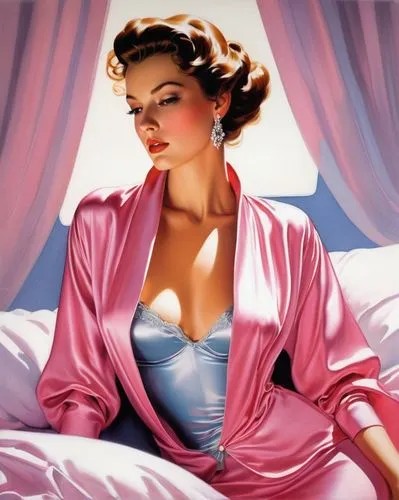 woman on bed,negligees,gene tierney,retro pin up girl,retro women,retro woman,Conceptual Art,Fantasy,Fantasy 04