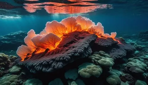 lava flow,lava,lava balls,coral reef,krakatoa,volcanic,lava river,underwater landscape,eruptive,volcanic eruption,red sea,erupting,magma,volcano pool,eruption,active volcano,deep coral,erupt,krakatau,volcano poas,Photography,Artistic Photography,Artistic Photography 01