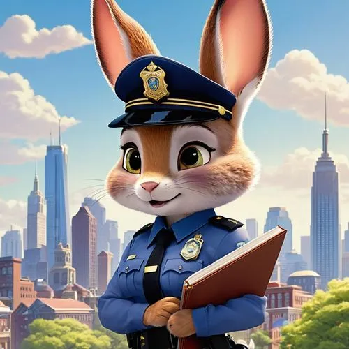 officer,policeman,inspector,police officer,conductor,cute cartoon character,policewoman,criminal police,cop,nypd,police,traffic cop,police force,jack rabbit,no ear bunny,police hat,police uniforms,mayor,bun,a uniform,Conceptual Art,Oil color,Oil Color 15