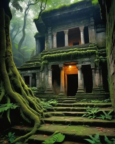 ancient house,asian architecture,ancient buildings,yavin,hanging temple,ancient building,shaoming,ancient city,kamakoti,emei,biruta,buddhist temple,angkor,ancient,abandoned place,leshan,temple,vietnam,sanctum,rathas,Art,Artistic Painting,Artistic Painting 49