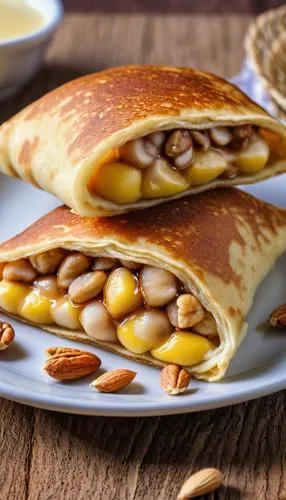 sugared pancake with raisins,stuffed pancake,crêpe,crepes,spring pancake,crepe,pancake cake,flaky pastry,sopaipilla,durian pancake,beef pancake,juicy pancakes,fatayer,sfogliatelle,egg pancake,crape,calzone,paratha roll,dorayaki,korean pancake,Photography,General,Realistic