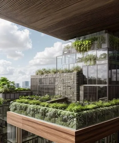 penthouse uniqe idea to cover the space with plants and glass windows with stone texture at the wall ,roof garden,sky apartment,roof landscape,roof terrace,eco-construction,block balcony,grass roof,ba