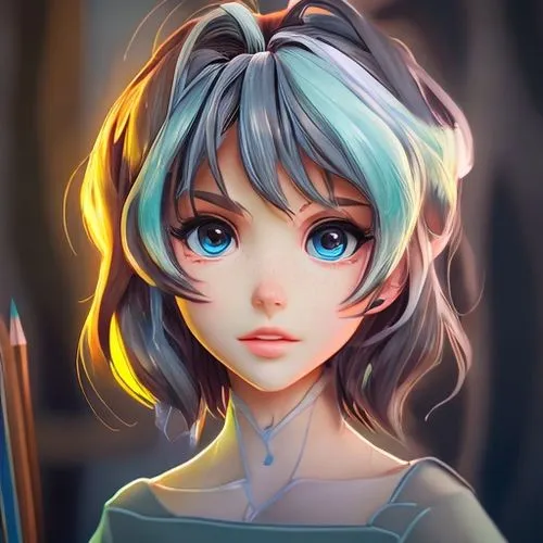 rei ayanami,digital painting,illustrator,transistor,fantasy portrait,aqua,world digital painting,fantasia,anime girl,hatsune miku,cinderella,cyan,elsa,girl drawing,cg artwork,mystical portrait of a girl,digital art,elza,meteora,vector girl,Common,Common,Cartoon