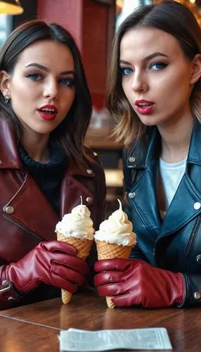 whipped cream topping,french silk,baristas,women at cafe,whipped ice cream,meringues,Photography,General,Realistic