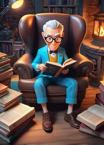 reading glasses,reading owl,relaxing reading,bookworm,read a book,reading,Unique,3D,3D Character